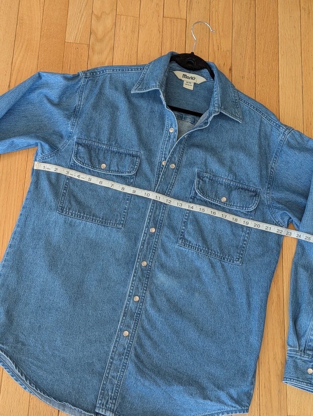 Vintage Mark’s denim Pearl Snap button rugged workwear Heavy Cotton Shirt M - Picture 3 of 9